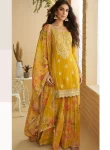 DESIGNER CHINON SILK EMBROIDERY SEQUENCE WORK TOP PALAZZO WITH DUPATTA FESTIVE WEAR WHOLESALE PRICE ETHNIC GARMENT (3)