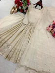 DESIGNER CHINON SILK EMBROIDERY SEQUENCE WORK WITH REAL MIRROR HAND WORK GOWN BOTTOM WITH DUPATTA FESTIVE WEAR WHOLESALE PRICE ETHNIC GARMENT (4)