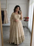 DESIGNER CHINON SILK EMBROIDERY SEQUENCE WORK WITH REAL MIRROR HAND WORK GOWN BOTTOM WITH DUPATTA FESTIVE WEAR WHOLESALE PRICE ETHNIC GARMENT (4)