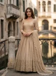 DESIGNER CHINON SILK EMBROIDERY SEQUENCE WORK WITH REAL MIRROR HAND WORK GOWN BOTTOM WITH DUPATTA FESTIVE WEAR WHOLESALE PRICE ETHNIC GARMENT (4)
