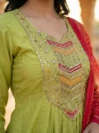 DESIGNER CHINON SILK EMBROIDERY WORK TOP BOTTOM WITH DUPATTA FESTIVE WEAR WHOLESALE PRICE ETHNIC GARMENT (7)