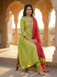 DESIGNER CHINON SILK EMBROIDERY WORK TOP BOTTOM WITH DUPATTA FESTIVE WEAR WHOLESALE PRICE ETHNIC GARMENT (7)