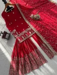 DESIGNER CHINON SILK THREAD WITH SEQUENCE WORK TOP SHARARA WITH DUPATTA FESTIVE WEAR WHOLESALE PRICE ETHNIC GARMENT (2)