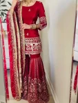 DESIGNER CHINON SILK THREAD WITH SEQUENCE WORK TOP SHARARA WITH DUPATTA RED