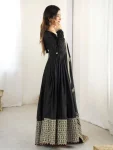 DESIGNER CHINON THREAD WITH SEQUENCE LACE BORDER WORK GOWN BOTTOM WITH DUPATTA WEDDING WEAR WHOLESALE PRICE ETHNIC GARMENT (5)