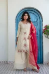DESIGNER COSMOS SHIMMER ZARDOSI BEADS WORK TOP PALAZZO WITH DUPATTA FESTIVE WEAR WHOLESALE PRICE ETHNIC GARMENT (5)