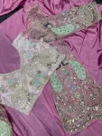 DESIGNER CREPE EMBROIDERY SEQUENCE WORK READY TO WEAR SAREE WITH STITCHED BLOUSE WHOLESALE PRICE ETHNIC GARMENT (9)