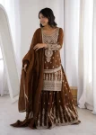 DESIGNER CRUNCHY SILK EMBROIDERY,THREAD AND JARI WORK TOP PALAZZO WITH DUPATTA FESTIVE WEAR WHOLESALE PRICE ETHNIC GARMENT (5)