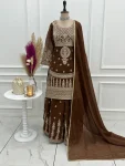 DESIGNER CRUNCHY SILK EMBROIDERY,THREAD AND JARI WORK TOP PALAZZO WITH DUPATTA FESTIVE WEAR WHOLESALE PRICE ETHNIC GARMENT (5)