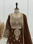 DESIGNER CRUNCHY SILK EMBROIDERY,THREAD AND JARI WORK TOP PALAZZO WITH DUPATTA FESTIVE WEAR WHOLESALE PRICE ETHNIC GARMENT (5)