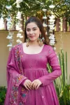 DESIGNER CRUNCHY SILK MULTI EMBROIDERY & SEQUENCE WORK GOWN PALAZZO WITH DUPATTA WEDDING WEAR WHOLESALE PRICE ETHNIC GARMENT (14)