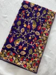 DESIGNER CRUSH SILK LUCKNOWI EMBROIDERY WORK SAREE WITH UNSTITCHED BLOUSE WEDDING WEAR WHOLESALE PRICE ETHNIC GARMENT (4)
