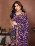 DESIGNER CRUSH SILK LUCKNOWI EMBROIDERY WORK SAREE WITH UNSTITCHED BLOUSE WEDDING WEAR WHOLESALE PRICE ETHNIC GARMENT (4)