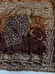 DESIGNER FENDY CHIFFON SEQUENCE EMBROIDERY WORK SAREE WITH UNSTITCHED BLOUSE WEDDING WEAR WHOLESALE PRICE ETHNIC GARMENT (8)