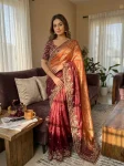 DESIGNER FENDY CHIFFON SEQUENCE EMBROIDERY WORK SAREE WITH UNSTITCHED BLOUSE CHIKU