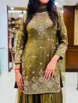 DESIGNER FENDY EMBROIDERY 5 MM SEQUENCE ,HAND WORK MOTI, MIRROR WORK TOP PALAZZO WITH DUPATTA FESTIVE WEAR WHOLESALE PRICE ETHNIC GARMENT (5)