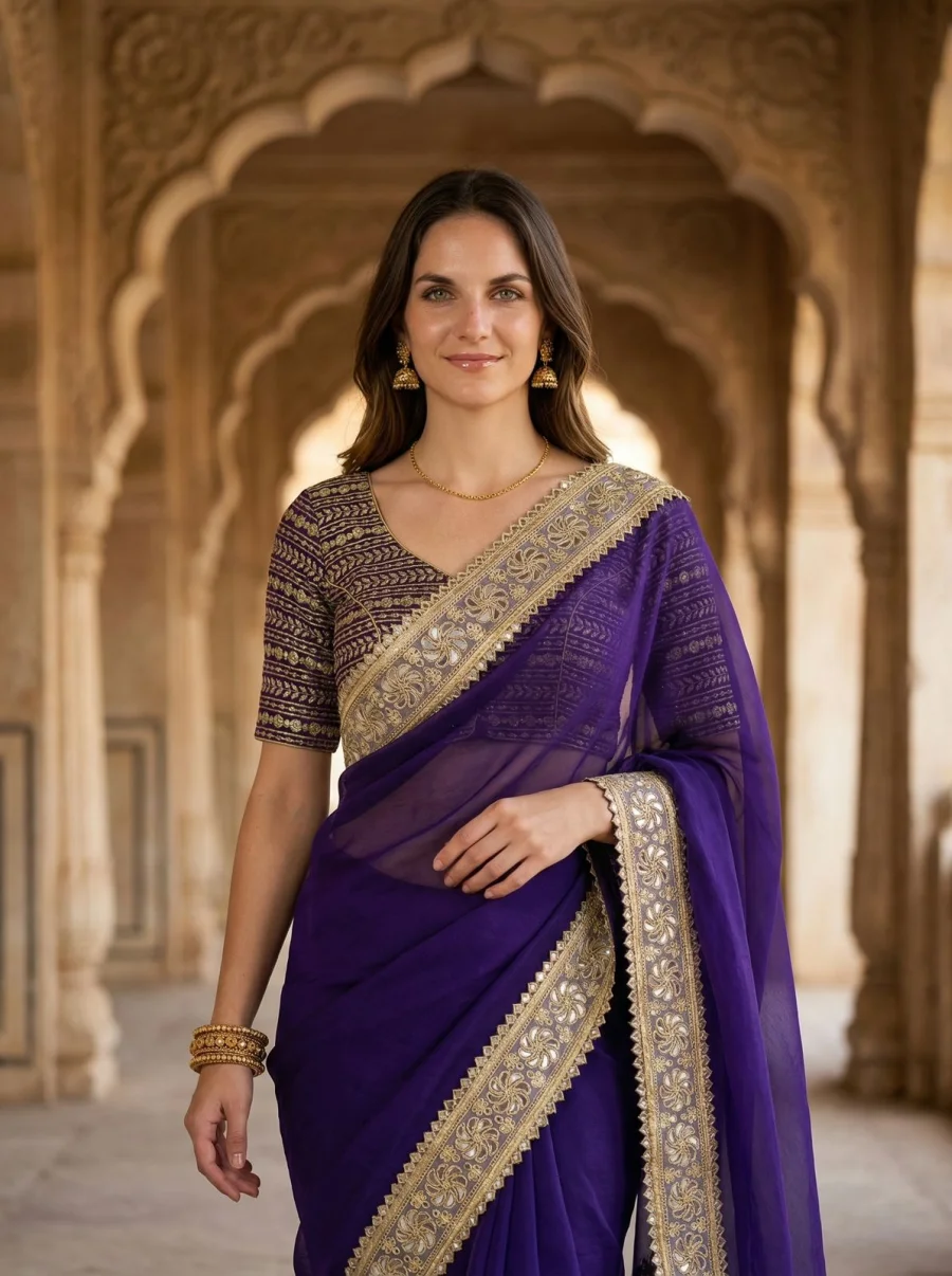 DESIGNER FENDY SATIN PEARLS WITH JARI DORI EMBROIDERY WITH REAL MIRROR & FANCY FARK LACE BORDER WORK SAREE WITH UNSTITCHED BLOUSE WEDDING WEAR WHOLESALE PRICE ETHNIC GARMENT (10)