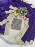 DESIGNER FENDY SATIN PEARLS WITH JARI DORI EMBROIDERY WITH REAL MIRROR & FANCY FARK LACE BORDER WORK SAREE WITH UNSTITCHED BLOUSE WEDDING WEAR WHOLESALE PRICE ETHNIC GARMENT (9)