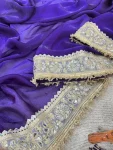 DESIGNER FENDY SATIN PEARLS WITH JARI DORI EMBROIDERY WITH REAL MIRROR & FANCY FARK LACE BORDER WORK SAREE WITH UNSTITCHED BLOUSE WEDDING WEAR WHOLESALE PRICE ETHNIC GARMENT (9)