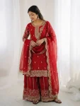 DESIGNER FENDY SILK EMBROIDERY CODING AND SEQUENCE WORK TOP PALAZZO WITH DUPATTA FESTIVE WEAR WHOLESALE PRICE ETHNIC GARMENT (13)