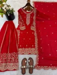 DESIGNER FENDY SILK EMBROIDERY CODING AND SEQUENCE WORK TOP PALAZZO WITH DUPATTA FESTIVE WEAR WHOLESALE PRICE ETHNIC GARMENT (13)