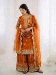 DESIGNER FENDY SILK EMBROIDERY CODING AND SEQUENCE WORK TOP PALAZZO WITH DUPATTA FESTIVE WEAR WHOLESALE PRICE ETHNIC GARMENT (4)