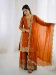 DESIGNER FENDY SILK EMBROIDERY CODING AND SEQUENCE WORK TOP PALAZZO WITH DUPATTA FESTIVE WEAR WHOLESALE PRICE ETHNIC GARMENT (4)