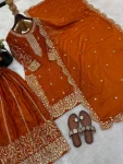 DESIGNER FENDY SILK EMBROIDERY CODING AND SEQUENCE WORK TOP PALAZZO WITH DUPATTA FESTIVE WEAR WHOLESALE PRICE ETHNIC GARMENT (4)