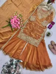 DESIGNER FENDY SILK EMBROIDERY CODING SEQUENCE WORK TOP SHARARA WITH DUPATTA WEDDING WEAR WHOLESALE PRICE ETHNIC GARMENT (5)