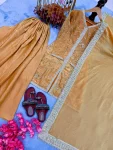 DESIGNER FENDY SILK EMBROIDERY SEQUENCE & CODING DORI WITH RIVET MOTI WORK TOP PALAZZO WITH DUPATTA FESTIVE WEAR WHOLESALE PRICE ETHNIC GARMENT (18)