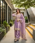 DESIGNER FENDY SILK EMBROIDERY SEQUENCE CODING WORK WITH FANCY LACE BORDER WORK TOP PALAZZO WITH DUPATTA FESTIVE WEAR WHOLESALE PRICE ETHNIC GARMENT (4)