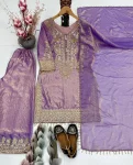 DESIGNER FENDY SILK EMBROIDERY SEQUENCE CODING WORK WITH FANCY LACE BORDER WORK TOP PALAZZO WITH DUPATTA FESTIVE WEAR WHOLESALE PRICE ETHNIC GARMENT (4)