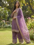 DESIGNER FENDY SILK EMBROIDERY SEQUENCE WORK WITH HAND DIAMOND WORK TOP PALAZZO WITH DUPATTA WEDDING WEAR WHOLESALE PRICE ETHNIC GARMENT (3)
