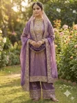 DESIGNER FENDY SILK EMBROIDERY SEQUENCE WORK WITH HAND DIAMOND WORK TOP PALAZZO WITH DUPATTA WEDDING WEAR WHOLESALE PRICE ETHNIC GARMENT (3)