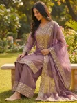 DESIGNER FENDY SILK EMBROIDERY SEQUENCE WORK WITH HAND DIAMOND WORK TOP PALAZZO WITH DUPATTA WEDDING WEAR WHOLESALE PRICE ETHNIC GARMENT (3)