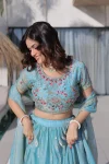 DESIGNER FENDY SILK MULTI THREAD EMBROIDERY WORK LEHENGA CHOLI WITH DUPATTA WEDDING WEAR WHOLESALE PRICE ETHNIC GARMENT (2)
