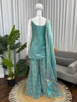 DESIGNER FENDY SILK THREAD WITH SEQUENCE WORK TOP PALAZZO WITH DUPATTA FESTIVE WEAR WHOLESALE PRICE ETHNIC GARMENT (3)