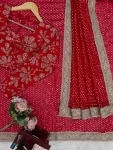 DESIGNER GEORGETTE CODING WITH THREAD & SEQUENCE WORK SAREE WITH UNSTITCHED BLOUSE WEDDING WEAR WHOLESALE PRICE ETHNIC GARMENT (11)