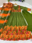 DESIGNER GEORGETTE DIGITAL PRINT AND HANDWORK GOWN BOTTOM WITH DUPATTA FESTIVE WEAR WHOLESALE PRICE ETHNIC GARMENT (2)