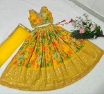 DESIGNER GEORGETTE DIGITAL PRINT & SEQUENCE EMBROIDERY WORK KID’S LEHENGA CHOLI WITH DUPATTA FESTIVE WEAR WHOLESALE PRICE ETHNIC GARMENT (2)