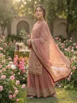 DESIGNER GEORGETTE EMBROIDERY SEQUENCE WITH RIVET MOTI WORK TOP PALAZZO WITH DUPATTA FESTIVE WEAR WHOLESALE PRICE ETHNIC GARMENT (9)