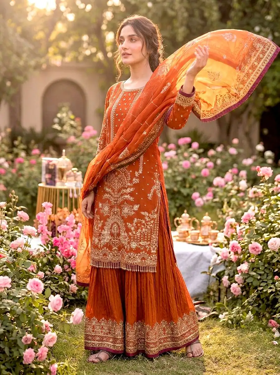 DESIGNER GEORGETTE EMBROIDERY SEQUENCE WITH RIVET MOTI WORK TOP PALAZZO WITH DUPATTA FESTIVE WEAR WHOLESALE PRICE ETHNIC GARMENT (3)