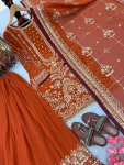 DESIGNER GEORGETTE EMBROIDERY SEQUENCE WITH RIVET MOTI WORK TOP PALAZZO WITH DUPATTA FESTIVE WEAR WHOLESALE PRICE ETHNIC GARMENT (4)