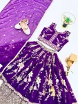 DESIGNER GEORGETTE EMBROIDERY SEQUENCE WORK KID’S LEHENGA CHOLI WITH DUPATTA FESTIVE WEAR WHOLESALE PRICE ETHNIC GARMENT (10)