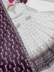 DESIGNER GEORGETTE EMBROIDERY SEQUENCE WORK WITH FANCY BORDER GOWN BOTTOM WITH DUPATTA FESTIVE WEAR WHOLESALE PRICE ETHNIC GRAMENT (25)