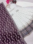 DESIGNER GEORGETTE EMBROIDERY SEQUENCE WORK WITH FANCY BORDER GOWN BOTTOM WITH DUPATTA FESTIVE WEAR WHOLESALE PRICE ETHNIC GRAMENT (25)