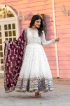DESIGNER GEORGETTE EMBROIDERY SEQUENCE WORK WITH FANCY BORDER GOWN BOTTOM WITH DUPATTA FESTIVE WEAR WHOLESALE PRICE ETHNIC GRAMENT (25)