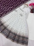 DESIGNER GEORGETTE EMBROIDERY SEQUENCE WORK WITH FANCY BORDER GOWN BOTTOM WITH DUPATTA FESTIVE WEAR WHOLESALE PRICE ETHNIC GRAMENT (25)