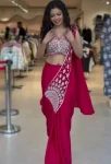 DESIGNER GEORGETTE EMBROIDERY THREAD & SEMI BEADS WORK READY TO WEAR SAREE WITH STITCHED BLOUSE RANI
