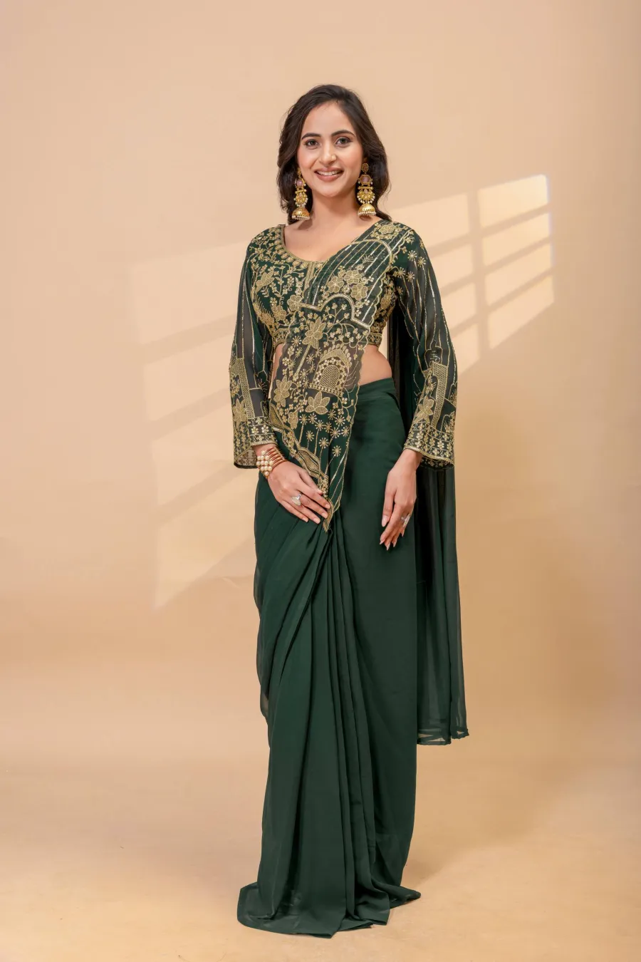 DESIGNER GEORGETTE EMBROIDERY THREAD & SEMI BEADS WORK READY TO WEAR WHOLESALE PRICE ETHNIC GARMENT (12)